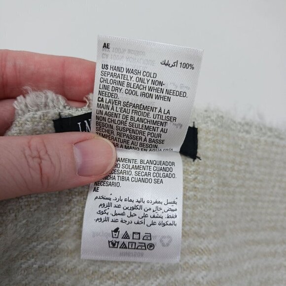NWT INC International Concepts Plaid Scarf Womens One Size Tan Beige Gray - Picture 4 of 6